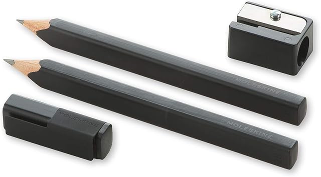 Moleskine Black Pencils - 2 Pencils, Cap and Sharpener