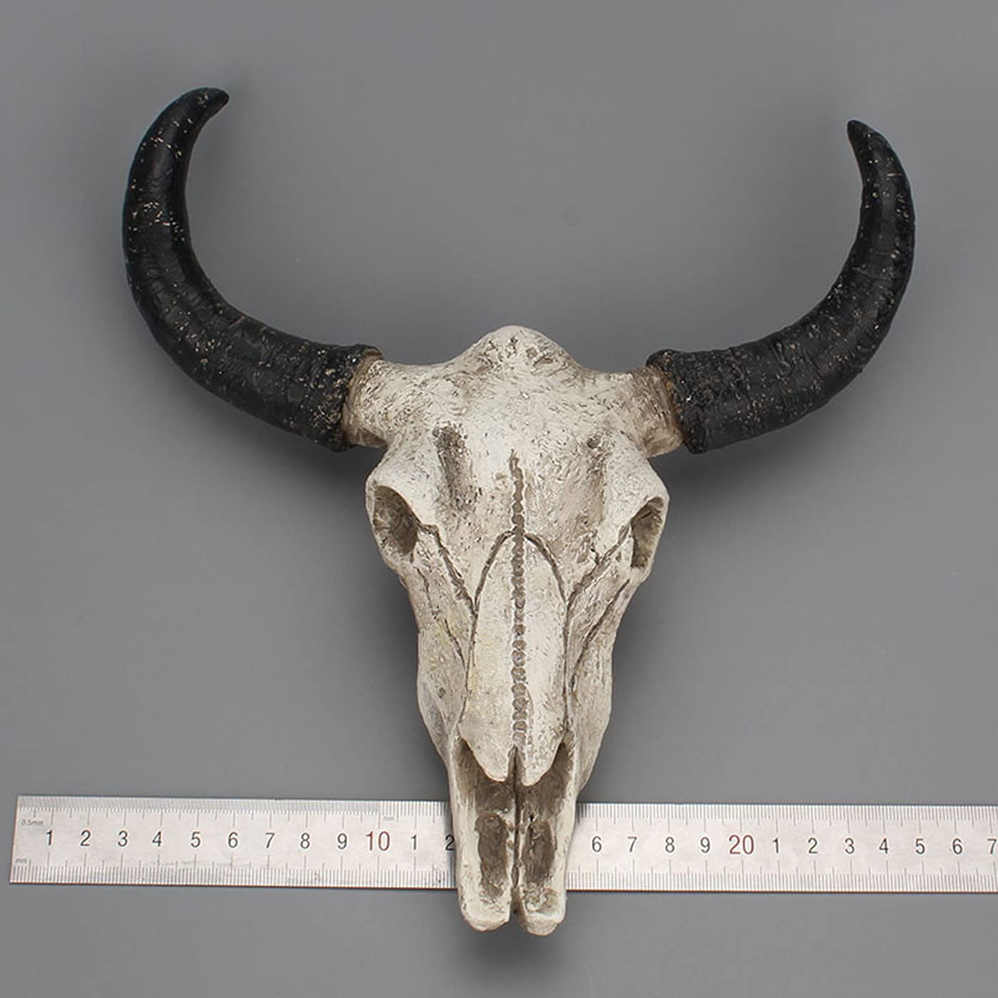 LXLUOO Arazzo da parete con teschio di mucca, resina Longhorn cranio mucca, decorazione da parete per cameretta dei bambini, decorazione in resina con foro di sospensione