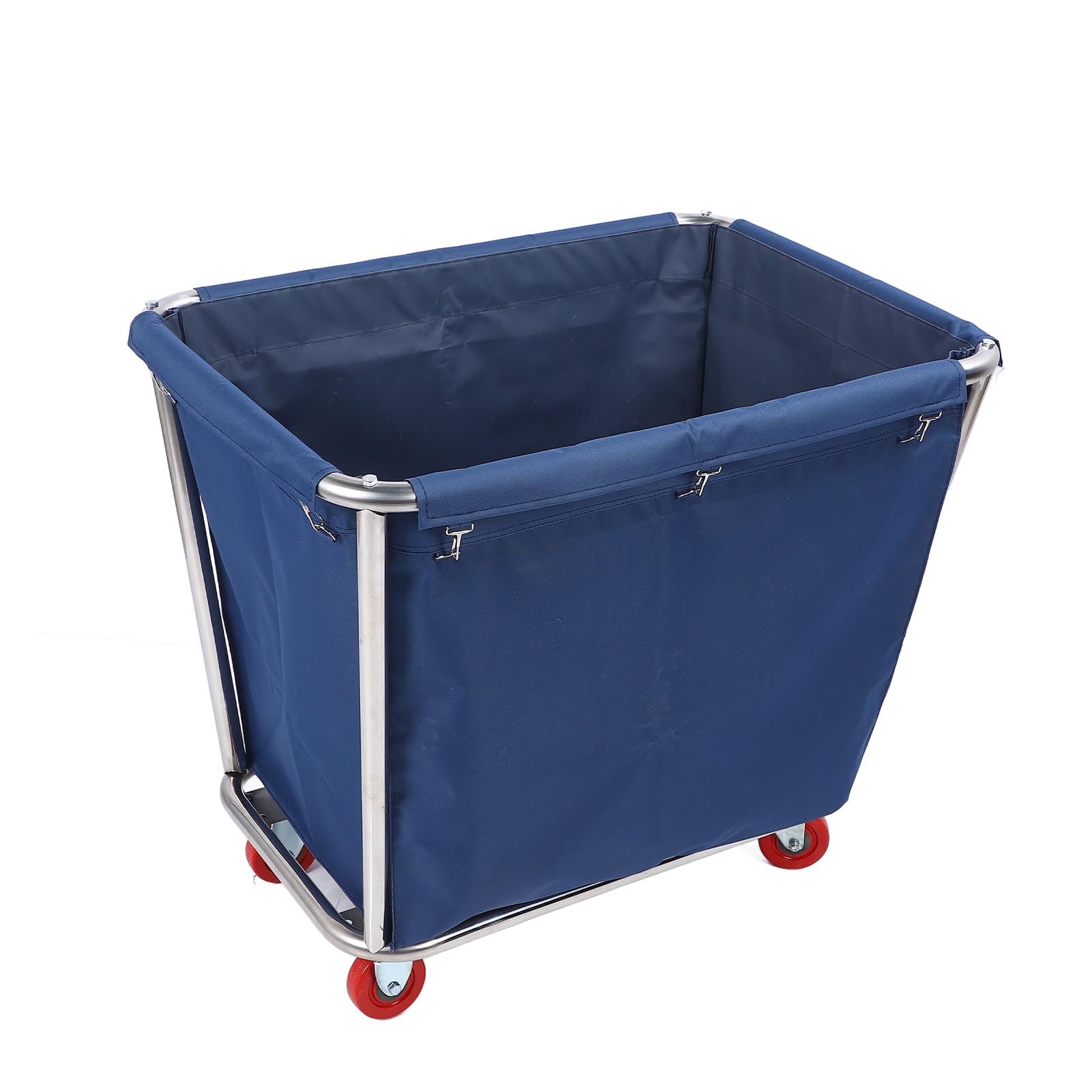Jeffergarden Carro de Lavandería Comercial, Cesto de Lavandería con Ruedas de Acero Inoxidable con Bolsa Oxford Desmontable, Ruedas Silenciosas de Carga de 120 Kg de Capacidad de 350 L, para Hoteles,