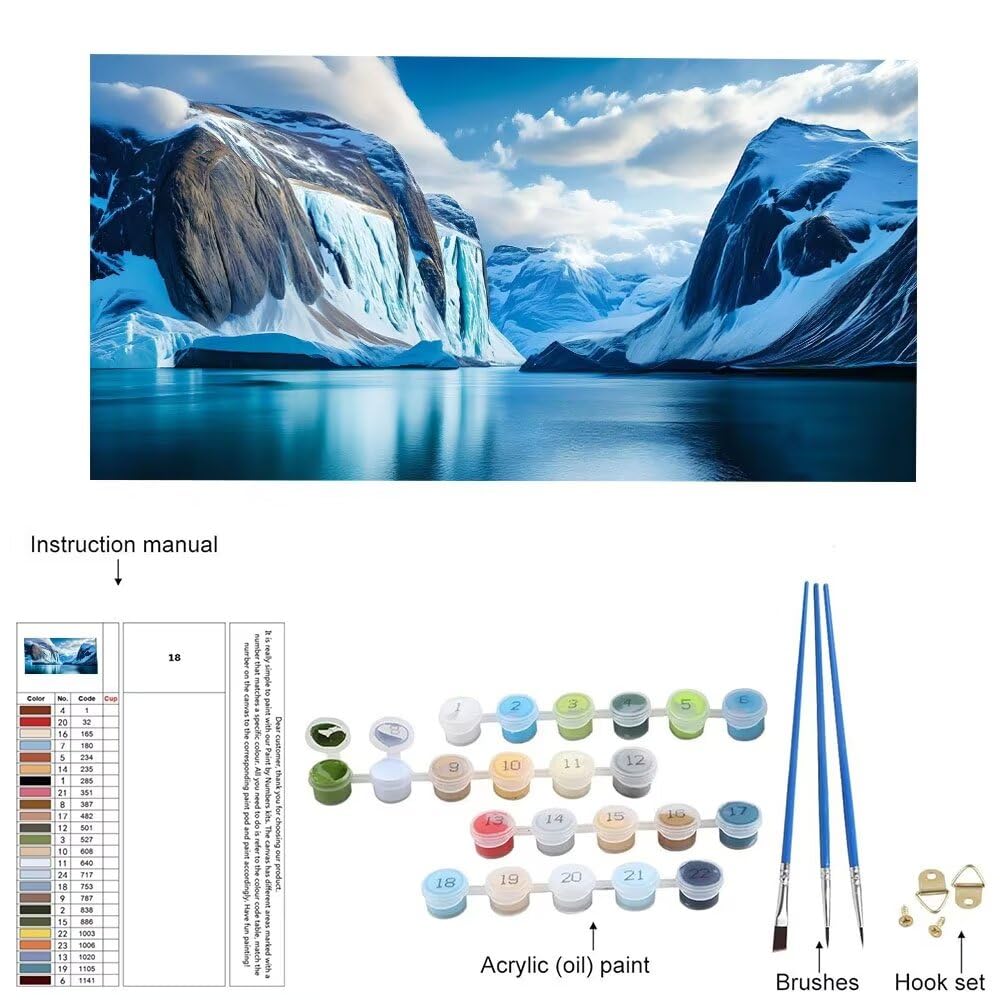 Malen Nach Zahlen Erwachsene xxl, Paint by Numbers Malen Nach Zahlen Norwegen Island, DIY Geschenk Art mit Pinseln und Acrylfarben Handgemalt Ölgemälde für Home Décor, Ohne Rahmen 80x160cm W-120