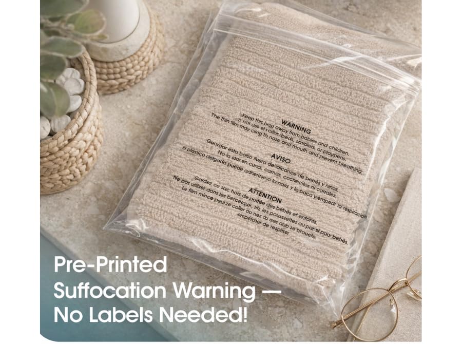 Infinite Pack 6" X 9" 1000 CT Self Seal Clear Poly Bags with Suffocation Warning for Packaging, Shipping Permanent Adhesive