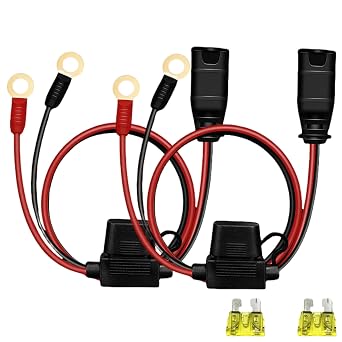 2-Pack GC008 X-Connect Fits for NOCOR, M10 3/8in XL Eyelet Terminal Connector Smart Batteries Trickle Charger Cable,Wire Harness with Two 20A fuses