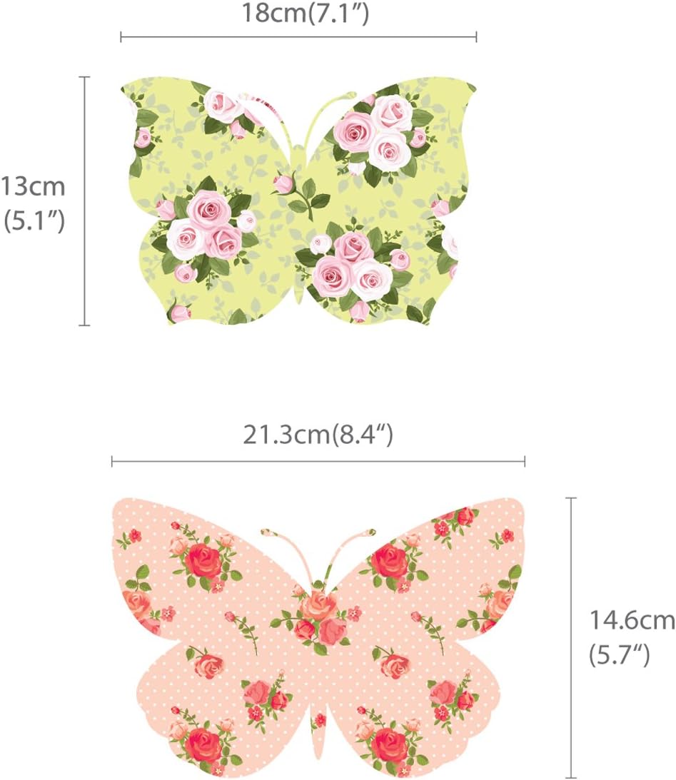 DECOWALL DW-1408 Patterned Butterflies Kids Wall Stickers Wall Decals Peel and Stick Removable Wall Stickers for Kids Nursery Bedroom Living Room d?cor