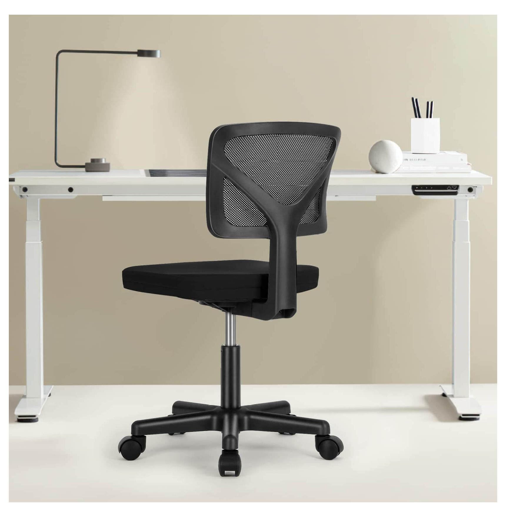 Mesh Office Chair Armless Ergonomic Computer Desk Chair - Breathable Back Adjustable Height Y-Shape Support - for Home