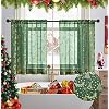 XTMYI Green Kitchen Curtains for Christmas Decorations,Holiday Cafe Short Sheer Small Window Evergreen Curtains for Bathroom Kids Bedroom Bath Room,Set of 2 Panels,24 Inch Length