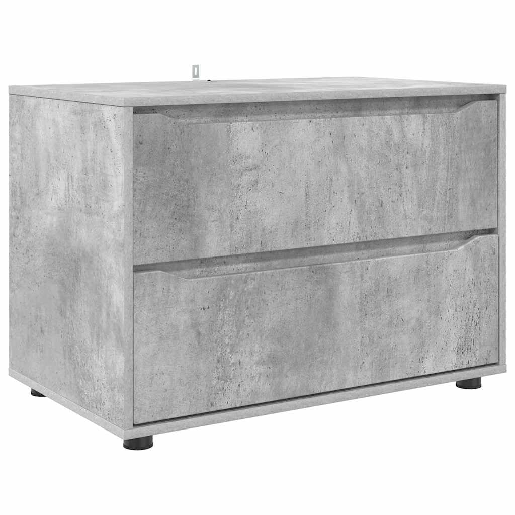 Armadio portaoggetti, grigio cemento, 80 x 48 x 57 cm, cassettiera in legno con cassetti, moderno armadio portaoggetti per soggiorno e camera da letto, credenza con piedini stabili