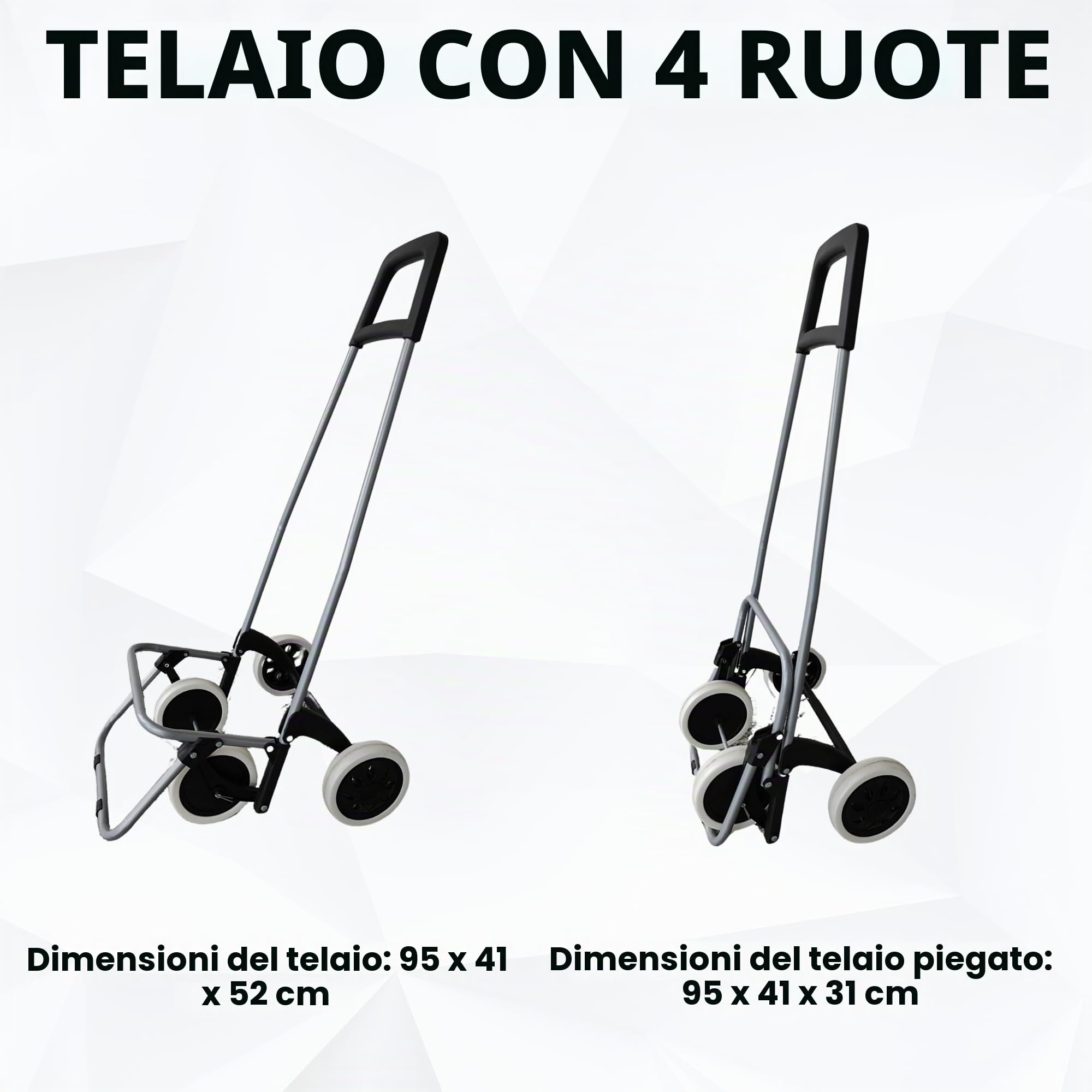 Trolley per la spesa pieghevole da 40 litri idrorepellente, Shopping Trolley, carrello della spesa pieghevole, borsa per la spesa con 4 ruote, cestino per la spesa con ruote (Blu/Bianco)
