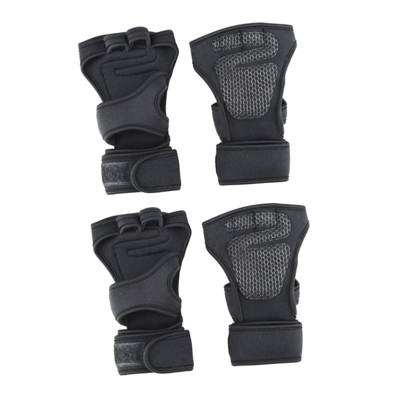 DOITOOL 2 Paia di Guanti da Sollevamento Pesi da Uomo Donna Guanti da Ciclismo a Mezze Dita Guanti da Equitazione Guanti Protettivi Palmo in Gel di Silicone Neri