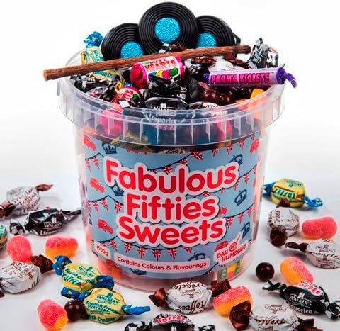 1950s Decade Sweet Hamper, 1950s Sweet Bucket 1500g. Great Birthday Present