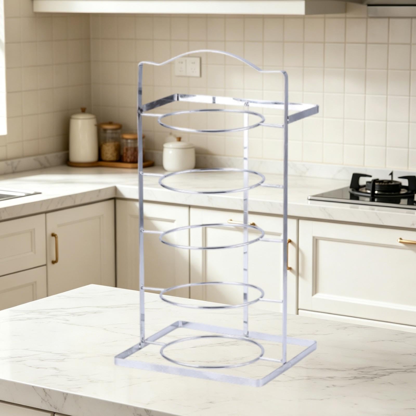 Scaffale Portaoggetti Cucina a più Ripiani Robusta in Acciaio al Carbonio Organizzatore Portapiatti E Posate con Vassoi Separabili per Utensili Cucina, Argento