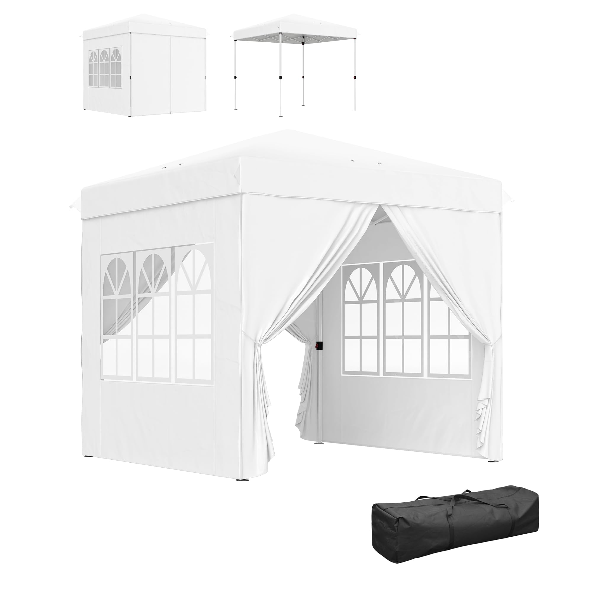 Outsunny Gazebo Pop-up Pliant 2.5x2.5m 4 Parois Blanc