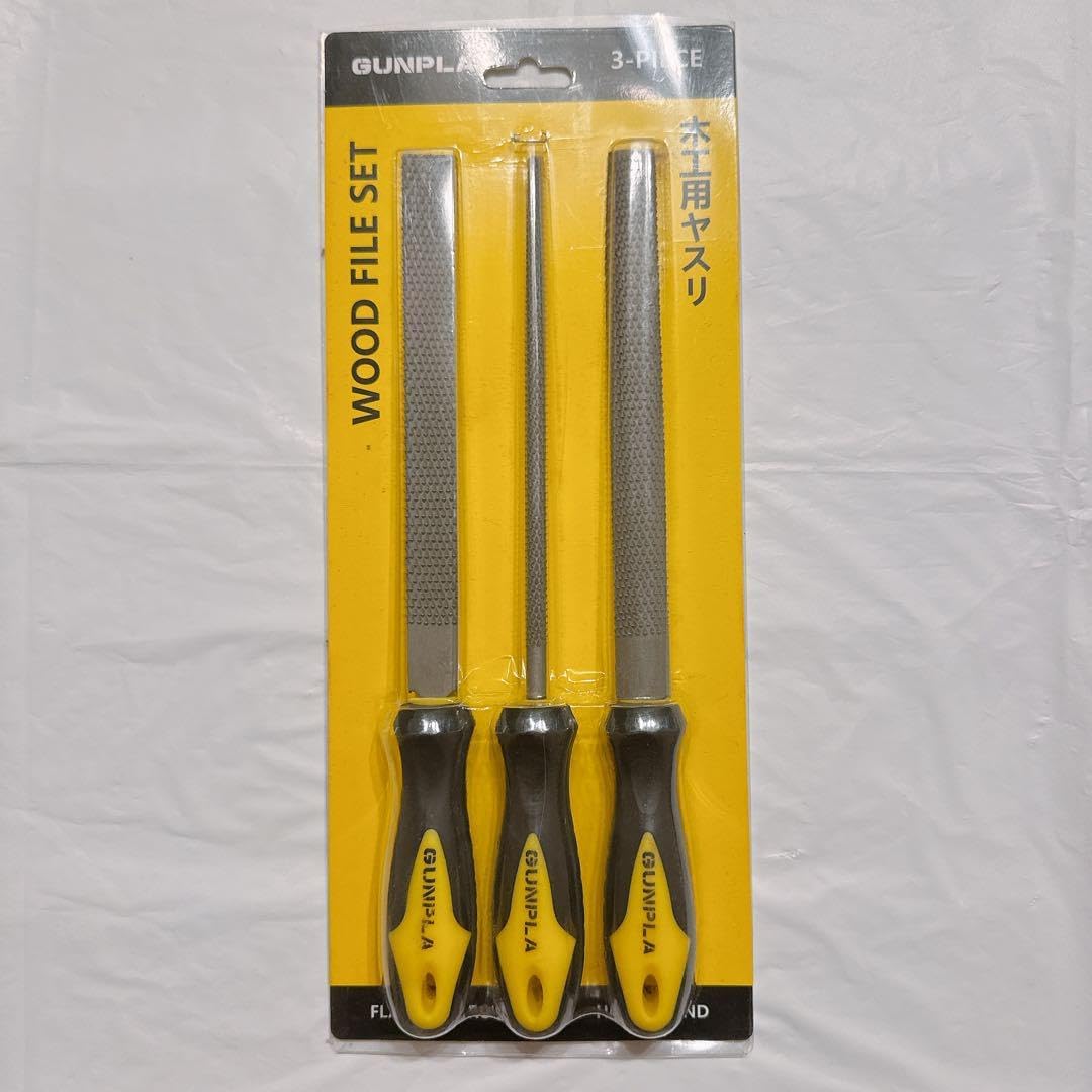 3本組 木工用 ヤスリセット 鬼目 丸 半丸 荒目・細目 平ヤスリ