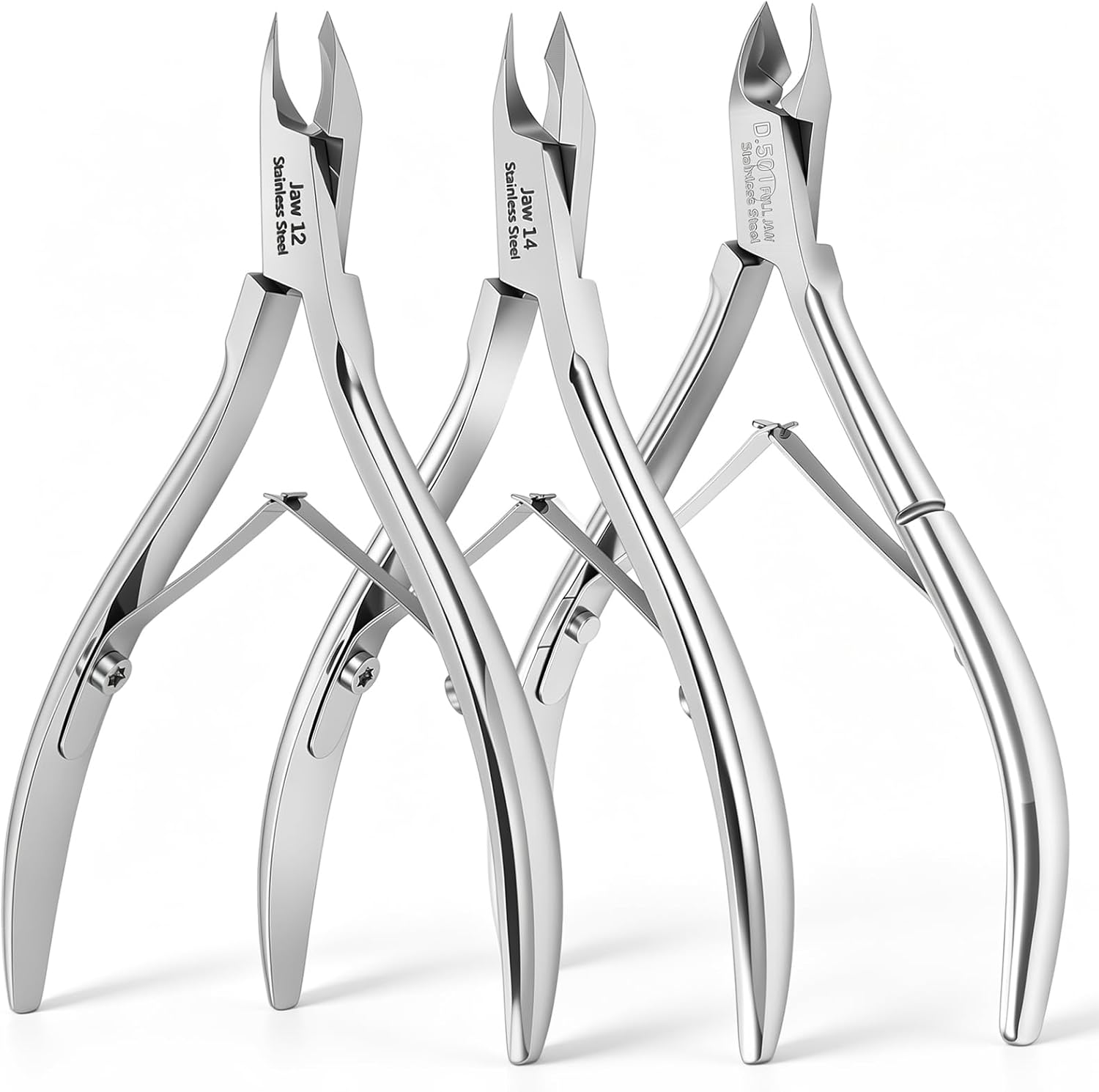 Lothee 3 Pack Cuticle Trimmer Kit, Cuticle Nippers with 4mm 5.5mm 7.5mm Jaw