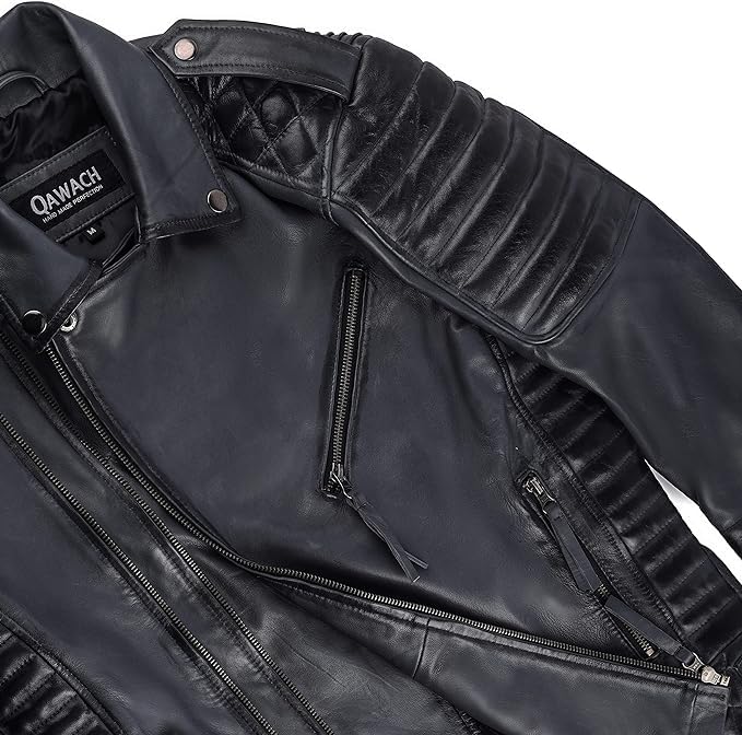 Image of Men Leather Jacket - Lambskin Winter Vintage Motorcycle Biker Jacket, Coat Soft & Stylish Moto Ride & Racing Jacket's