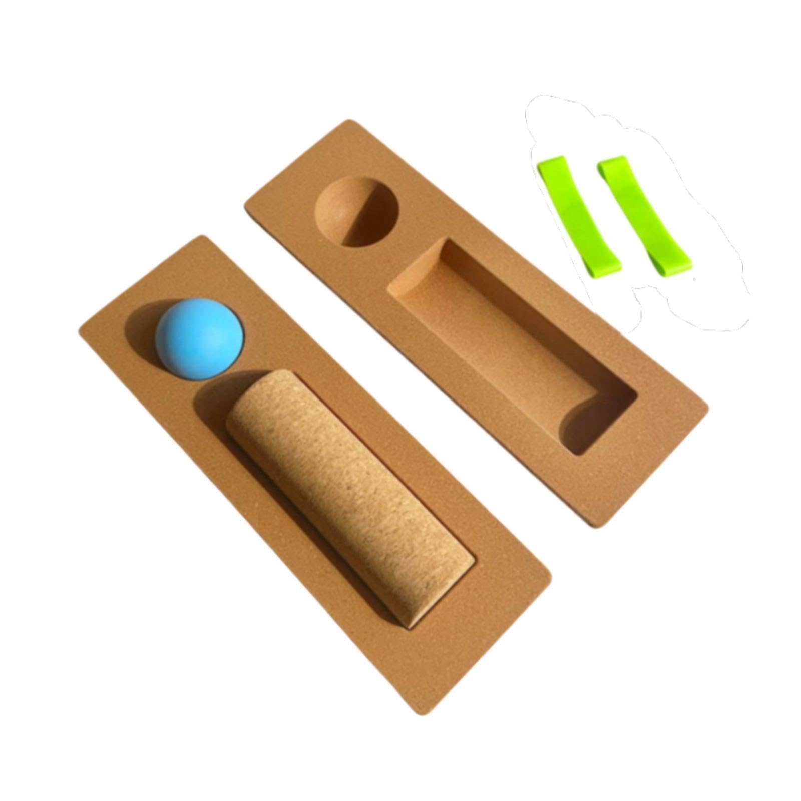 Balance Board con Rodillo de Corcho Natural Bola para Movilidad del Pie Y Banda de Resistencia Set para Entrenamiento Funcional Y Prevención de Lesion