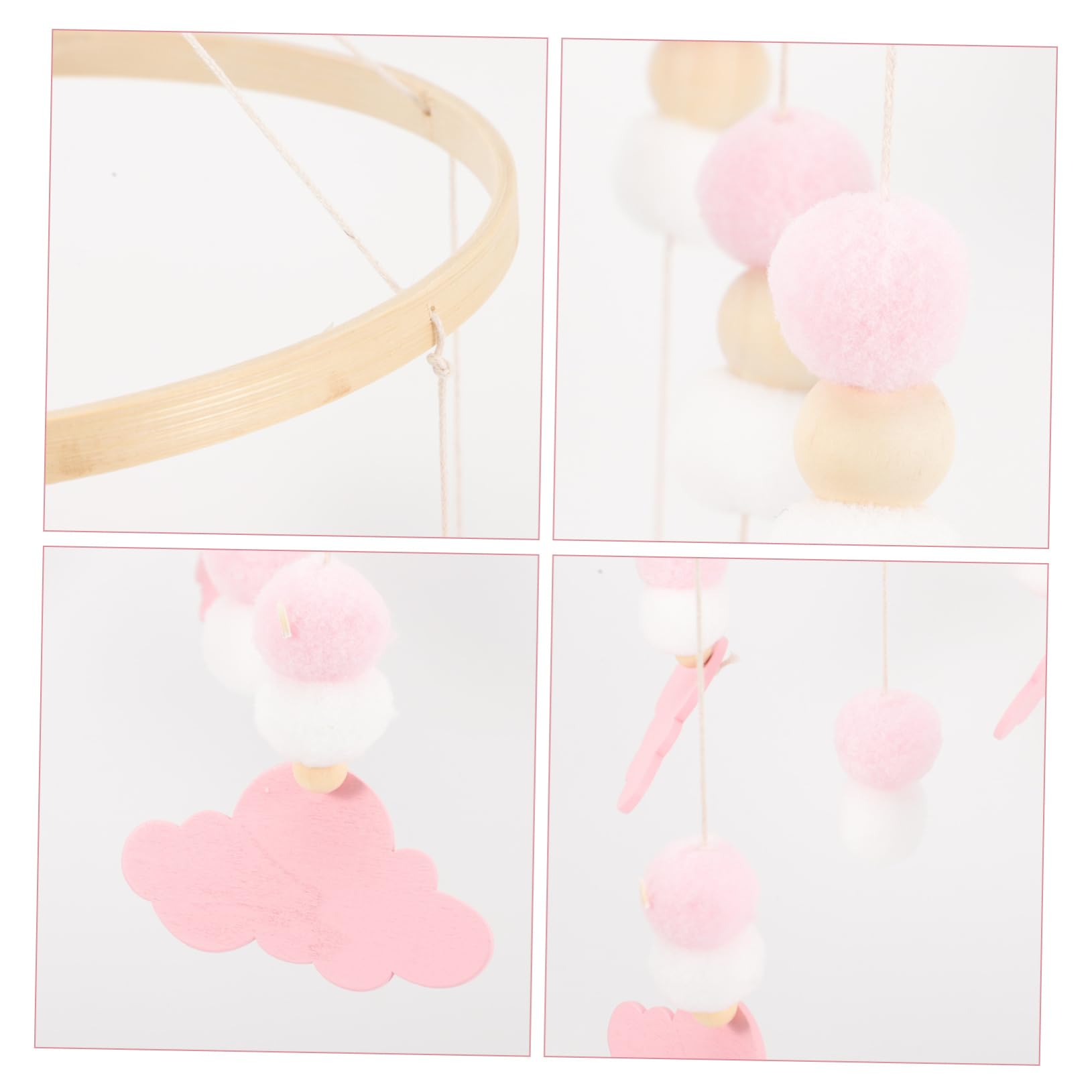 BESTonZON 4piezas Móvil De Con Adornos De Fieltro y Perlas De Madera Campanilla Para Habitación Infantil Decoración De y Cochecito Para Bebés Diseño De y Estrellas