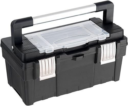 Miniatura 4 de IRONMAX - Caja de herramientas portátil rodante, organizador de herramientas mecánicas apilable 2 en 1 con ruedas y mango de tracción, caja de