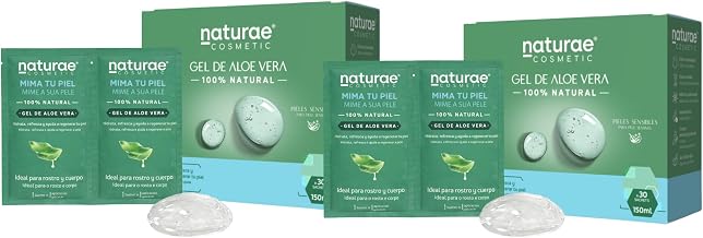Naturae Cosmetic Aloe Vera Gel with 99.5% Aloe Vera – 100% Natural Formula – Facial and Body Moisturizer – No Preservatives – Made in Spain – Pack of 2 Cases of 150 ml