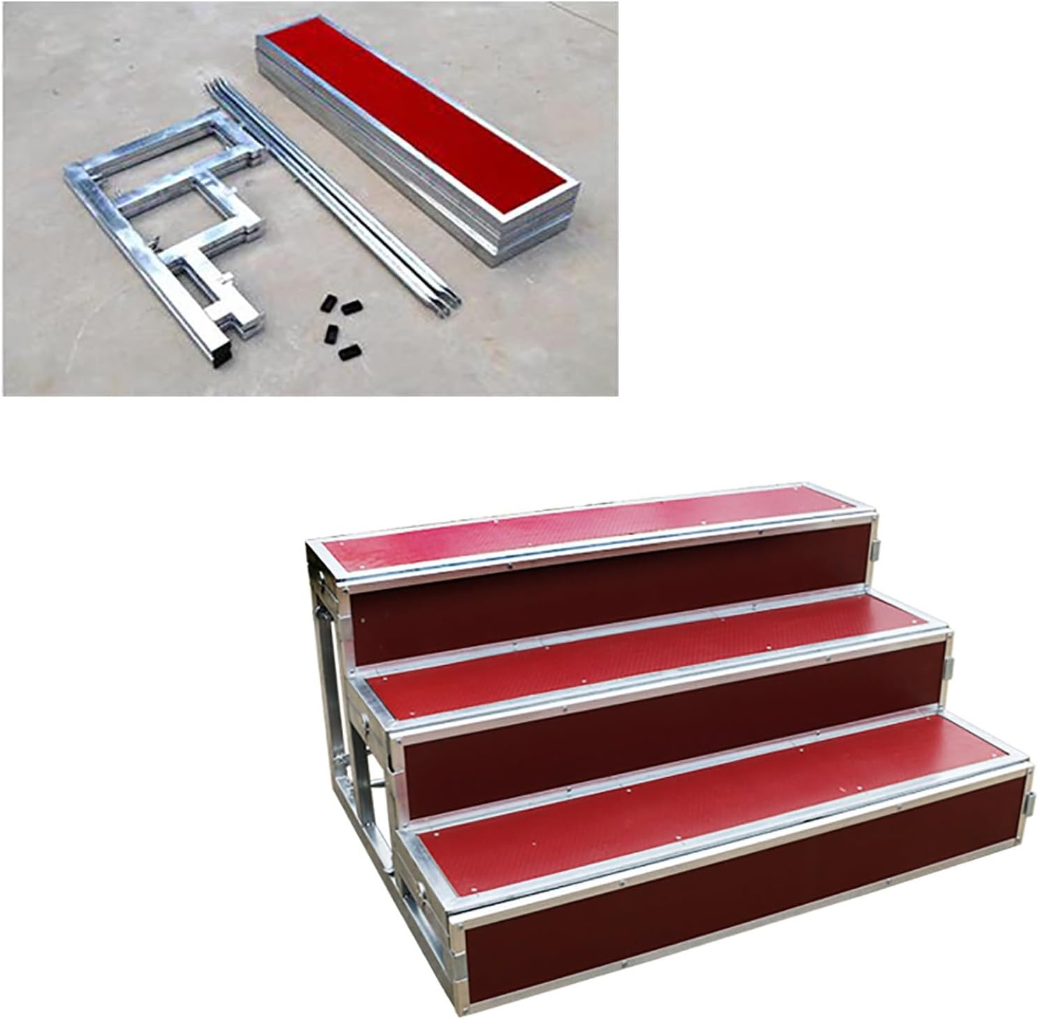 Choral Risers Choir Stairs Riser Platform Stage Anti Slip Singing Steps School Church Theater Concert,Detachable Red Choir Stair Risers - Sturdy Plywood & Galvanized Steel, Floor Standing St