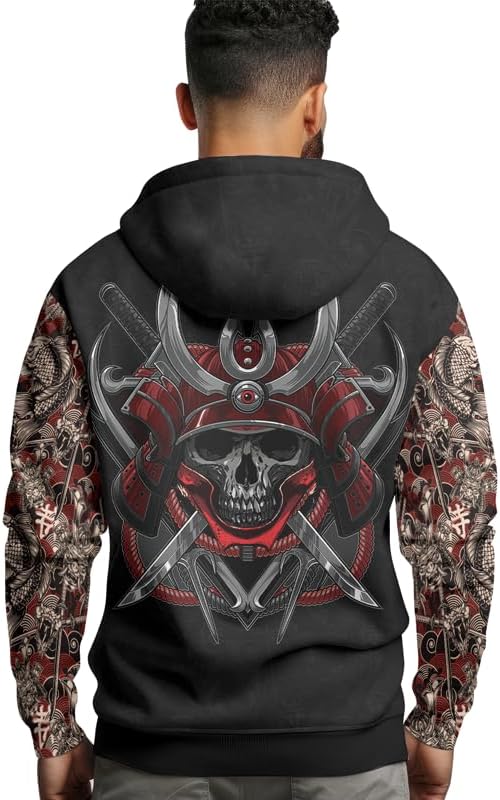 Samurai Men's Hoodie 3D Print Samurai Pullover Sweatshirts Unisex Long Sleeve Casual Hooded