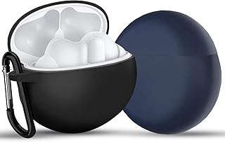 Yoowei [2-Pack] Custodia Set Compatibile con Huawei FreeBuds 4i Wireless Earphones Cover in Silicone Protettive + Moschettone + Cuffie Cavo, Nero + Blu Scuro