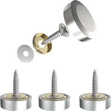 Mirror Screw Cap, Decorative Screws Cover Fasteners for Sign/Advertising Hardware Nails/Construction, Polished Shiny Silver, 10mm, 4Pcs