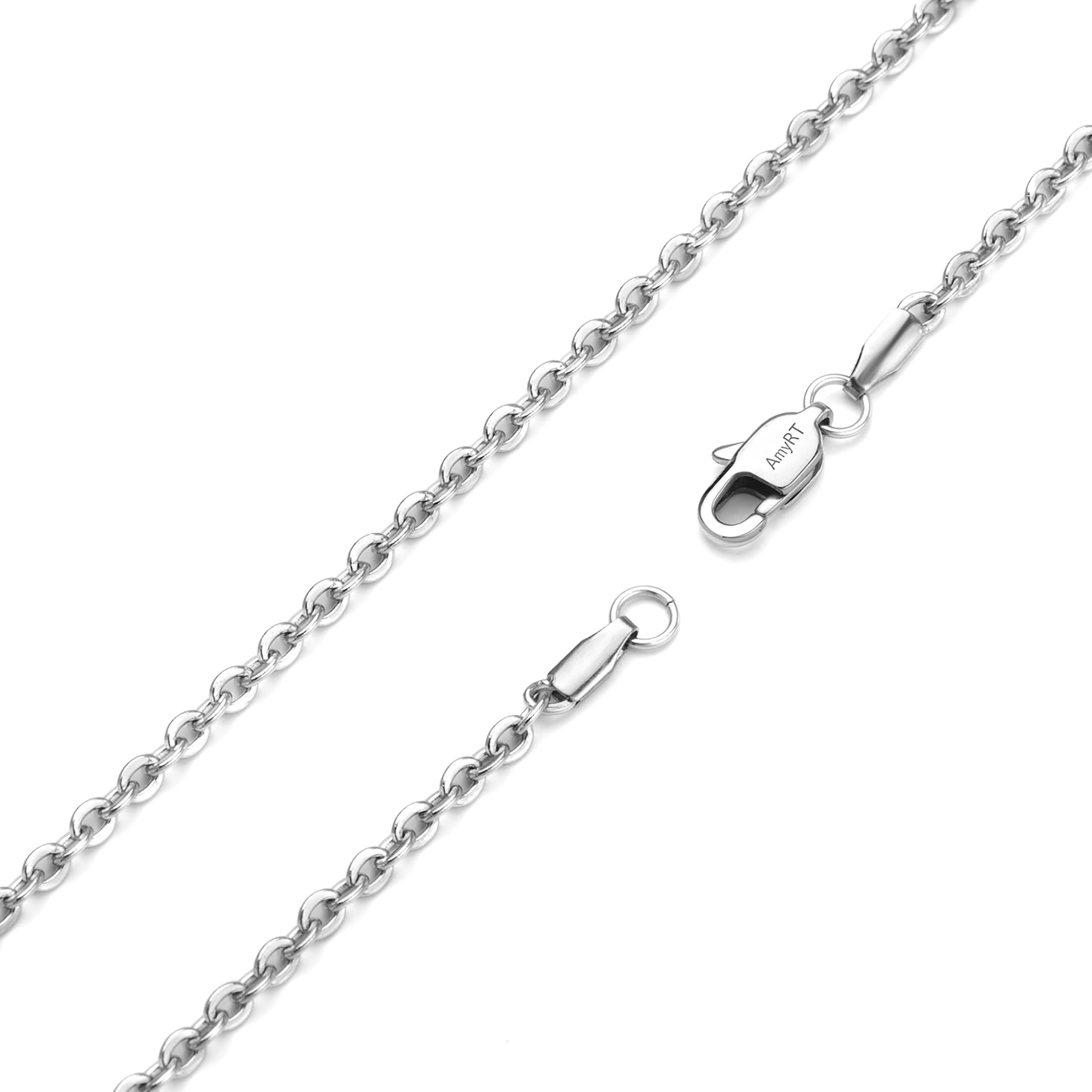 AmyRT Jewelry 3mm Titanium Steel Cable Chain Silver Necklaces for Women 16 to 30 in
