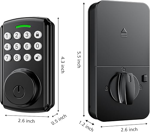 Miniatura 9 de Pomo de puerta de huellas dactilares, función completa, perilla inteligente 5 en 1, cerradura de puerta de huellas dactilares para dormitorio,