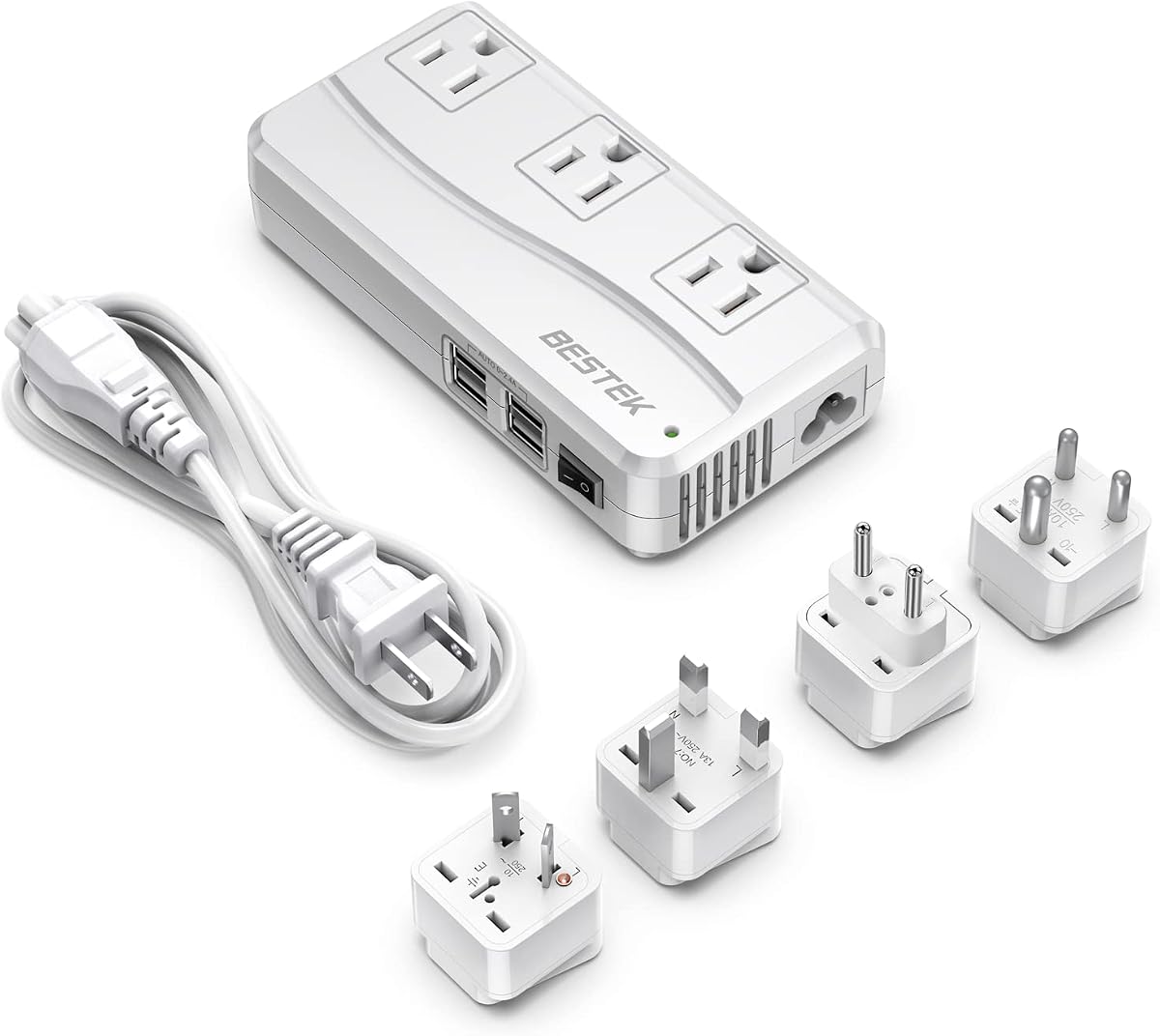 Universal Travel Adapter 220V to 110V Voltage Converter with 4 USB | with UK/AU/US/EU Worldwide Plug Adapter