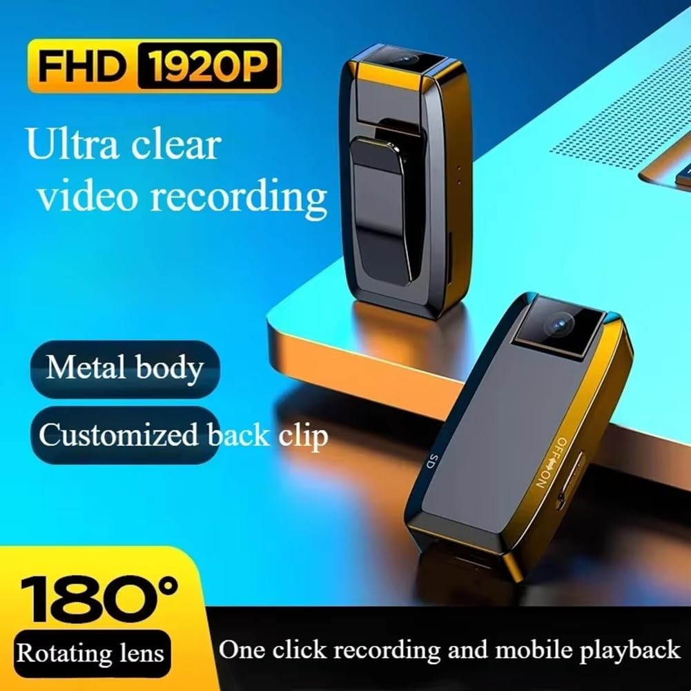 Mini Caméra Corporelle HD 1920P, Enregistreur Vidéo Numérique Portable, Petite Caméra Corporelle de Police, Caméscope Miniature, Caméra d'action