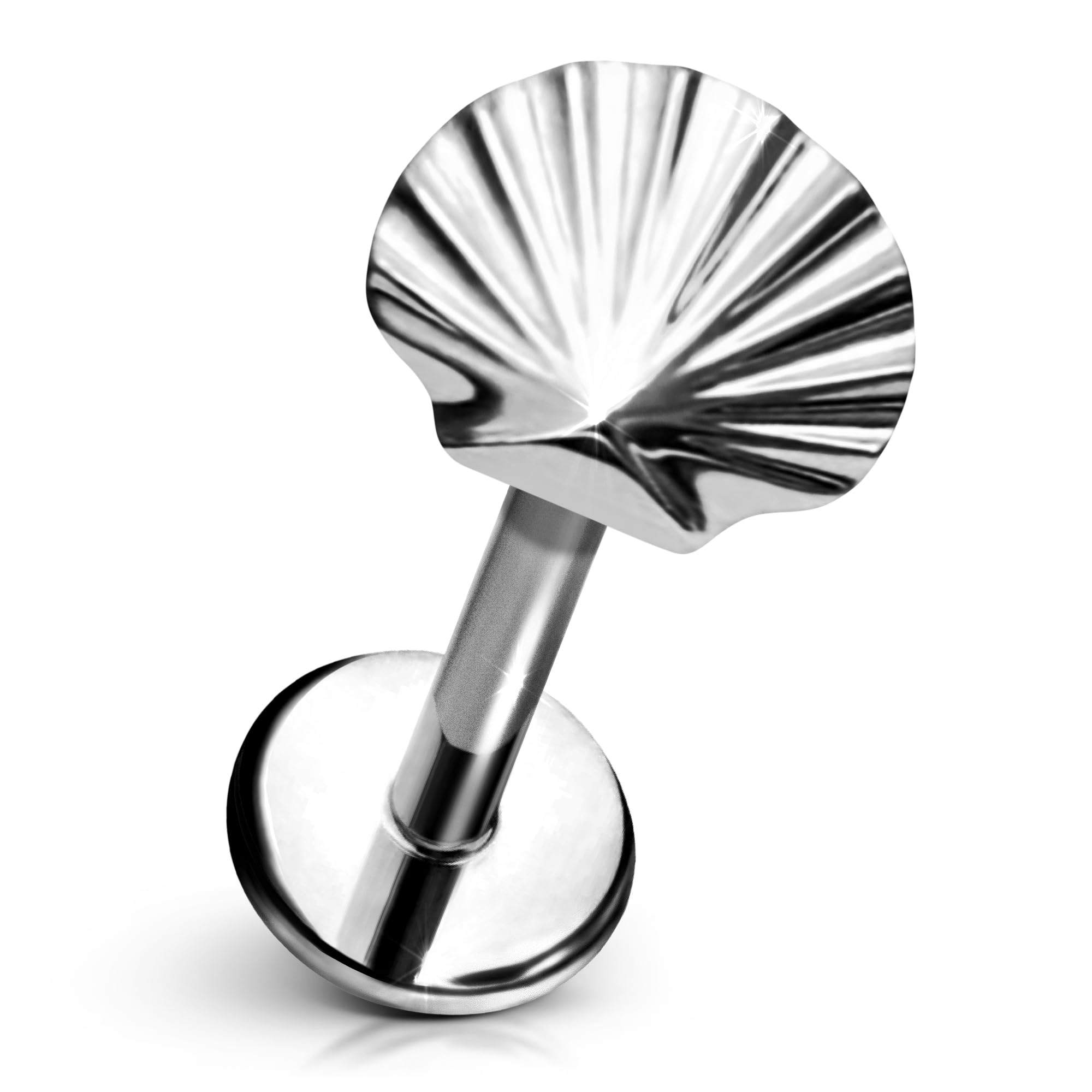 Cords Club Shell Flat Back Stud – ASTM-F136 Implant Grade Titanium - Push Pin Design for Sensitive Ears – Available in 18K Gold Plated & Titanium