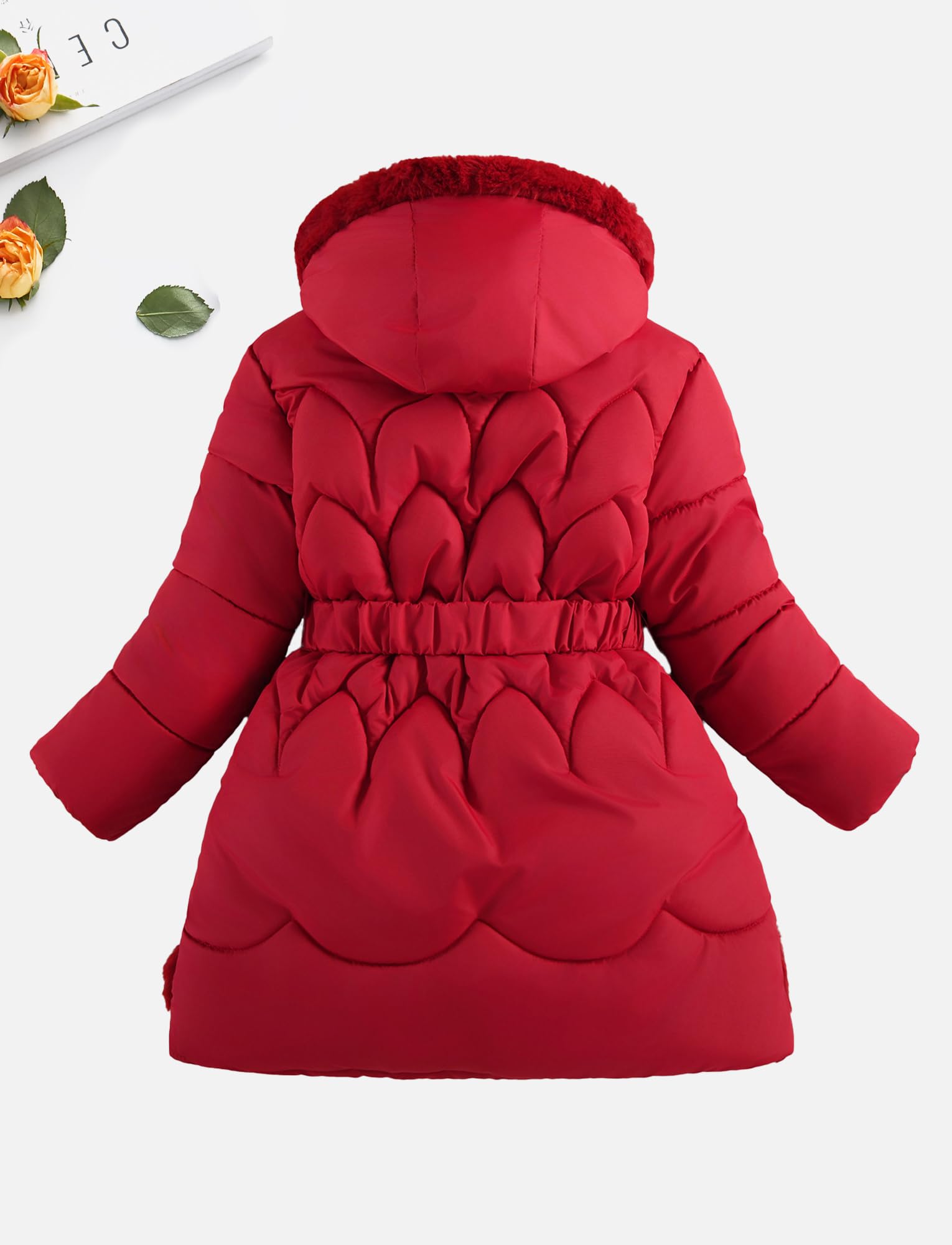 FEOYA Bambina Giubbotto Invernale Pelliccia Bimba Piumino Parka Felpa Bambine Cappotto In Pile Con Il Cappello Bambini Giubbotto Elegante Outwear Tinta Unita All'Aperto 3-8 Anni