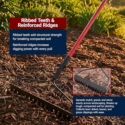Rastrillo Bow Rake Bully Tools 16" Púas Acero Pesado miniatura 4