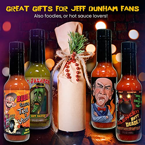 Jeff Dunham - Variety Hot Sauce Pack | Super Hot Sauces From Achmed, Walter, Jose Jalapeno, And Bubba J - Perfect For Spicy Challenge And Unique Gifts (5 Fl Oz Each) #TOP1