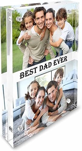 YESCUSTOM Marco de fotos de acrílico personalizado, regalos personalizados para el día del padre, novio, novia, escritorio transparente de pie disponible en Yaxa Colombia