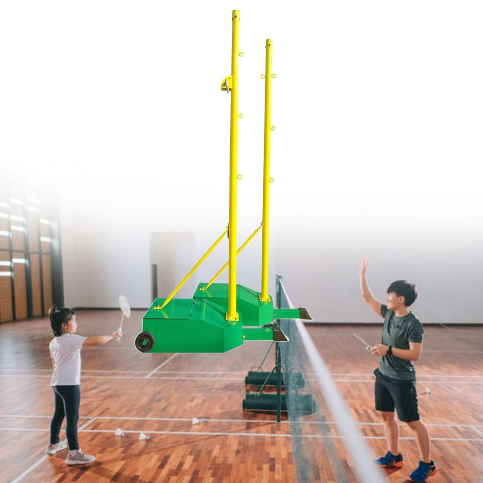 Volleyball Net Steel Volleyball/Badminton Fillable Stand with Wheels Indoor and Outdoor Use Family Outdoor Games