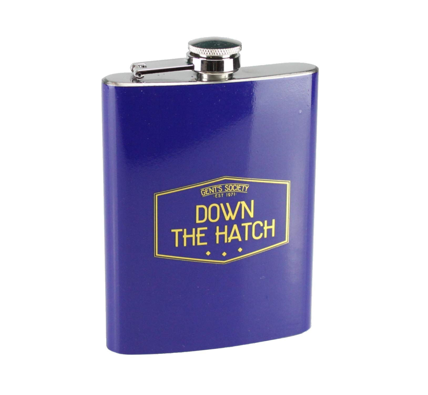 Blue Hip Flask Stainless Steel 8oz “Down The Hatch” Pocket Hip Flask For Men Gifts Him Leak Proof Hip Flask Gift Fathers Day Birthday Alcohol Rum Whiskey Liquor