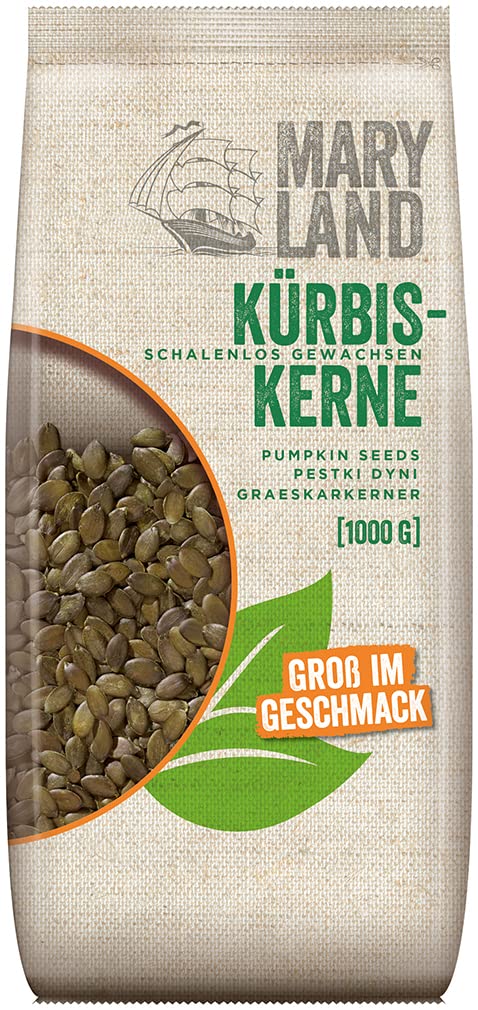 Maryland Kürbiskerne 1000g Vorratspackung im 4er Pack | 4 x 1000g | naturbelassen, vegan, frei von künstlichen Aromen, ohne Zusatzstoffe