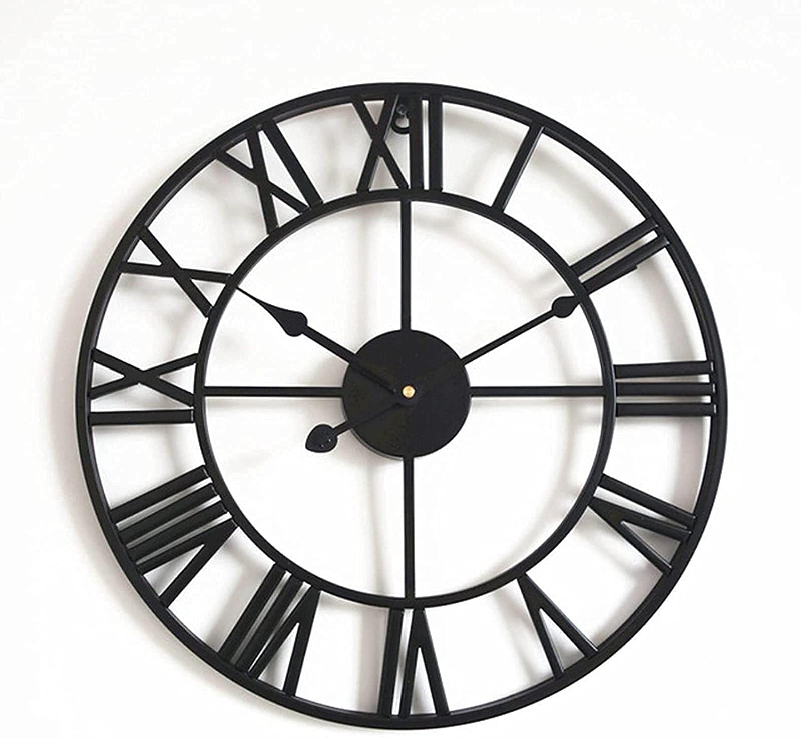MYUYEE Wall Clocks for Living Room 60 Cm, Outside Wall Clocks for The Garden European Industrial Vintage Clock,Black-50 * 50cm (Black-40 * 40cm)