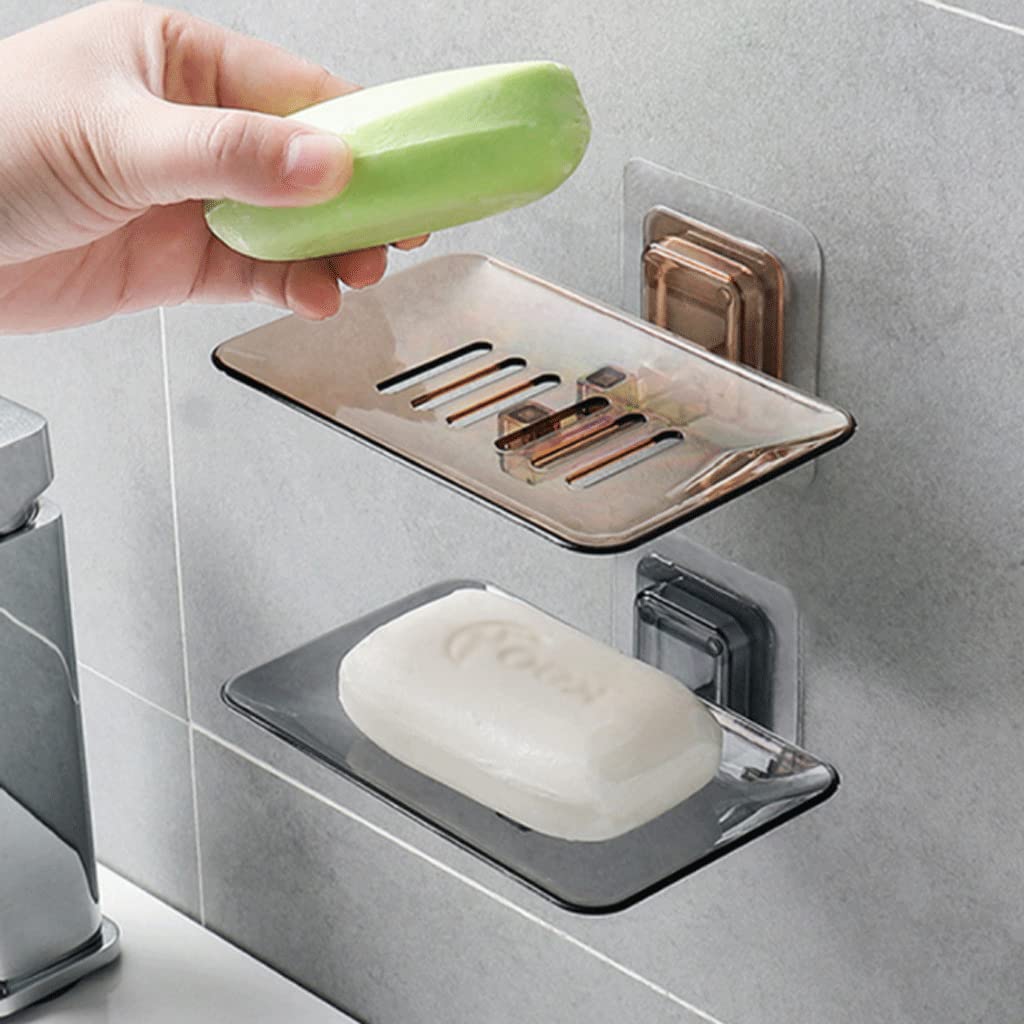 Soporte para jabón, Jabonera, jabonera, de Pared con Drenaje automático, plástico Transparente diseño Barra Hueca(Type M)