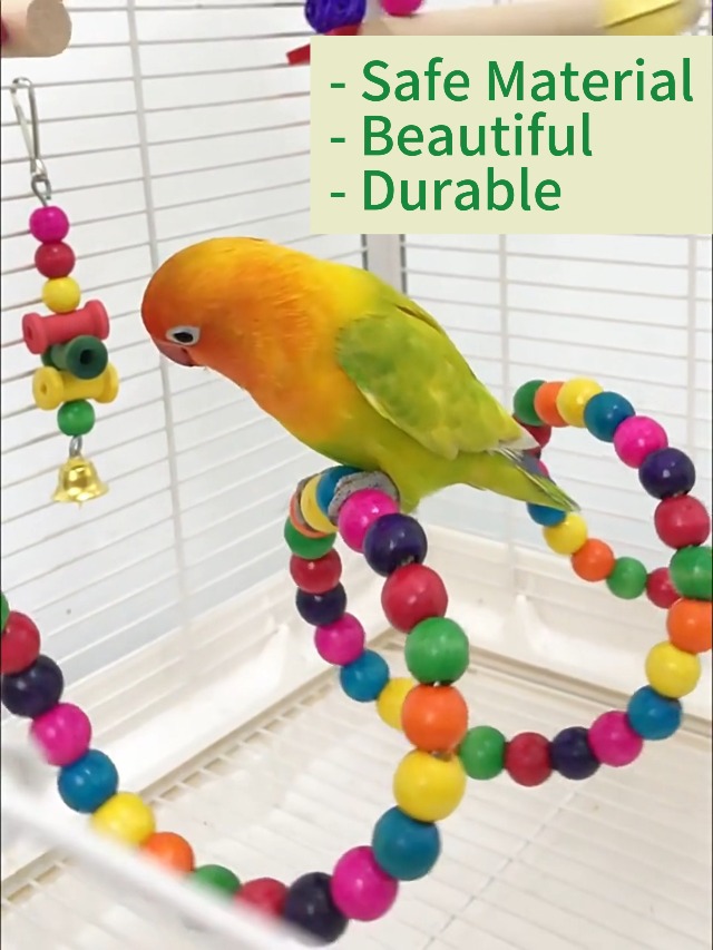 7 Packs Bird Toys for Parakeets, Colorful Parrot Toys with Swings, Bells, Beads, and Perches, Natural Wood Bird Cage Toys for Cockatiels, Lovebirds, Budgies, Conures, and Small Birds - image 7