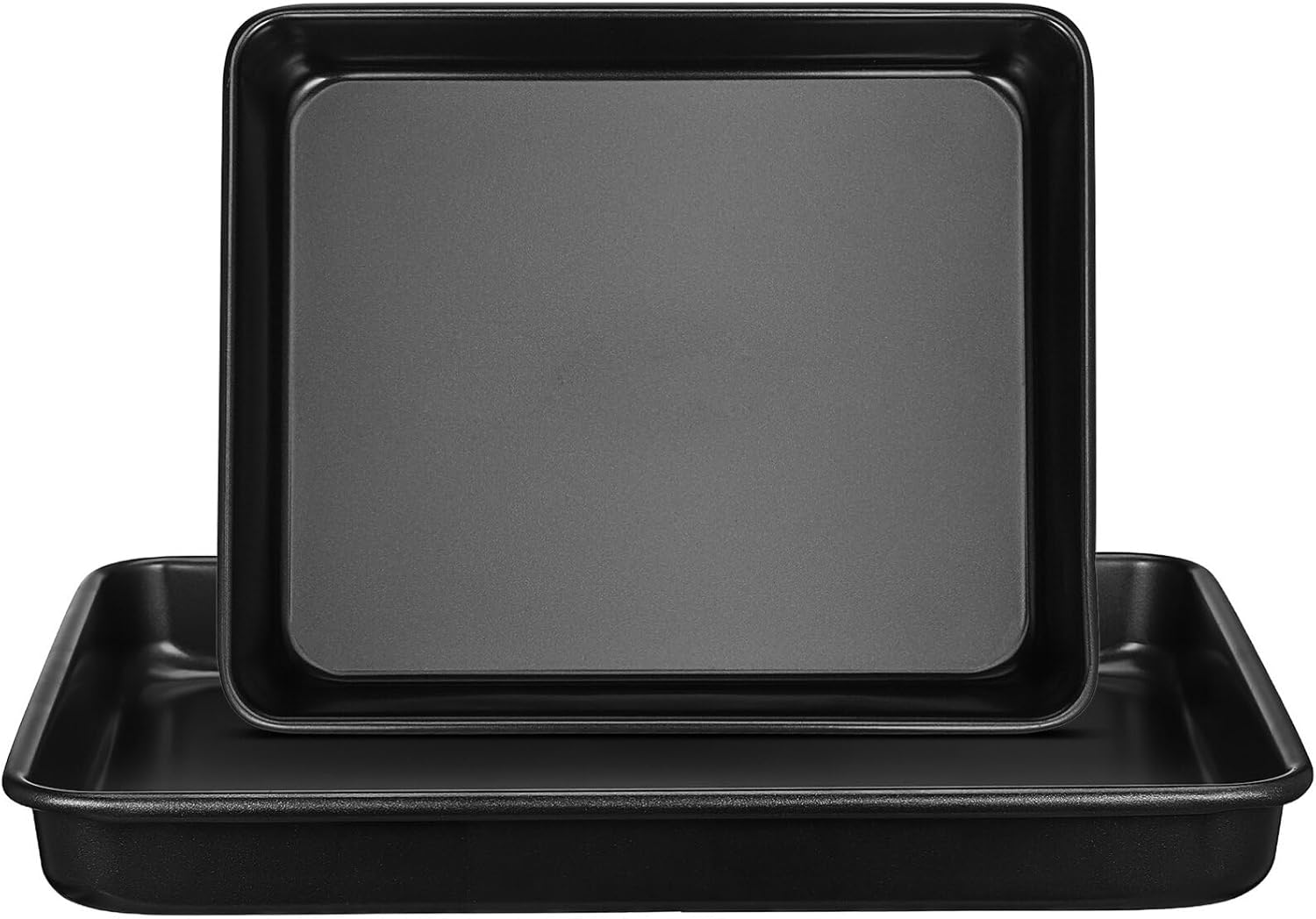 Kichvoe 2pcs Stainless Steel Baking Trays Nonstick Oven Raised Edges for Safe Handling Versatile Toaster Oven Trays for Easy Baking and Cleanup Deep