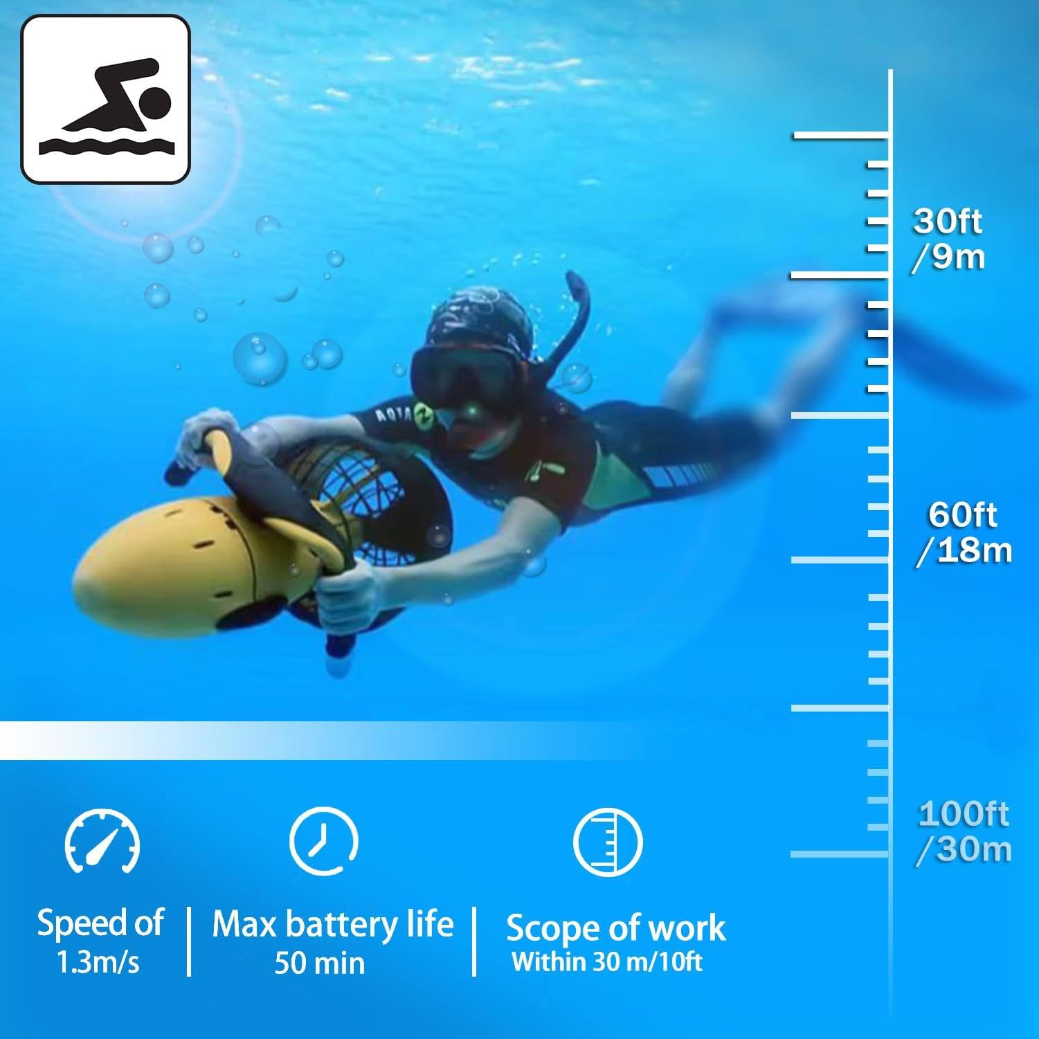 Equipo de Buceo con Scooter Submarino Propulsión submarina Sumergible Propulsor Submarino Propulsión submarina compacta y portátil, Booster Submarino