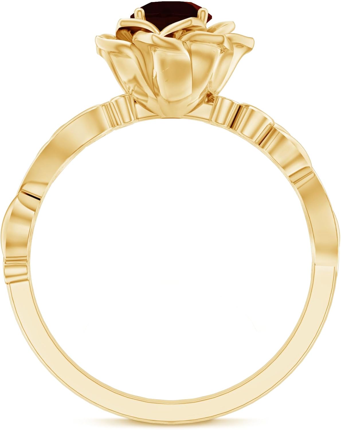 Genuine Garnet Rose Flower Engagement Ring in Yellow Gold Plated Silver, Aaa Quality - Unique Gift For Women - Image 11