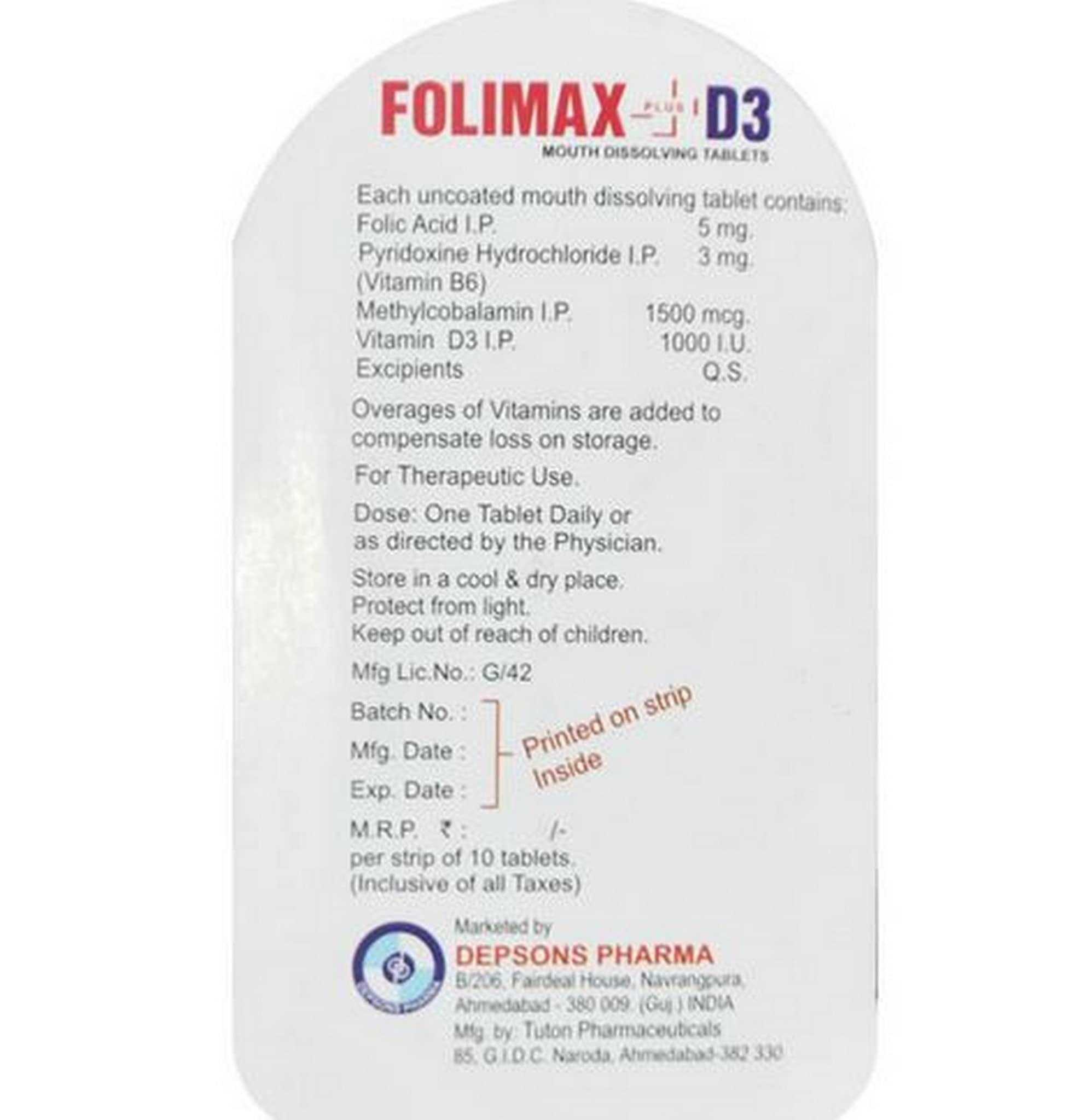 Folimax Plus D3 - Strip of 10 Tablets