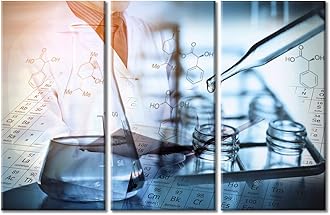 TUMOVO 3 PanelsScientist and Test Tubes Laboratory Concept Artwork Canvas Paintings for Bedroom, Living Room, Office. Medical Home Decor Framed Ready to Hang (42" Wx28 H)