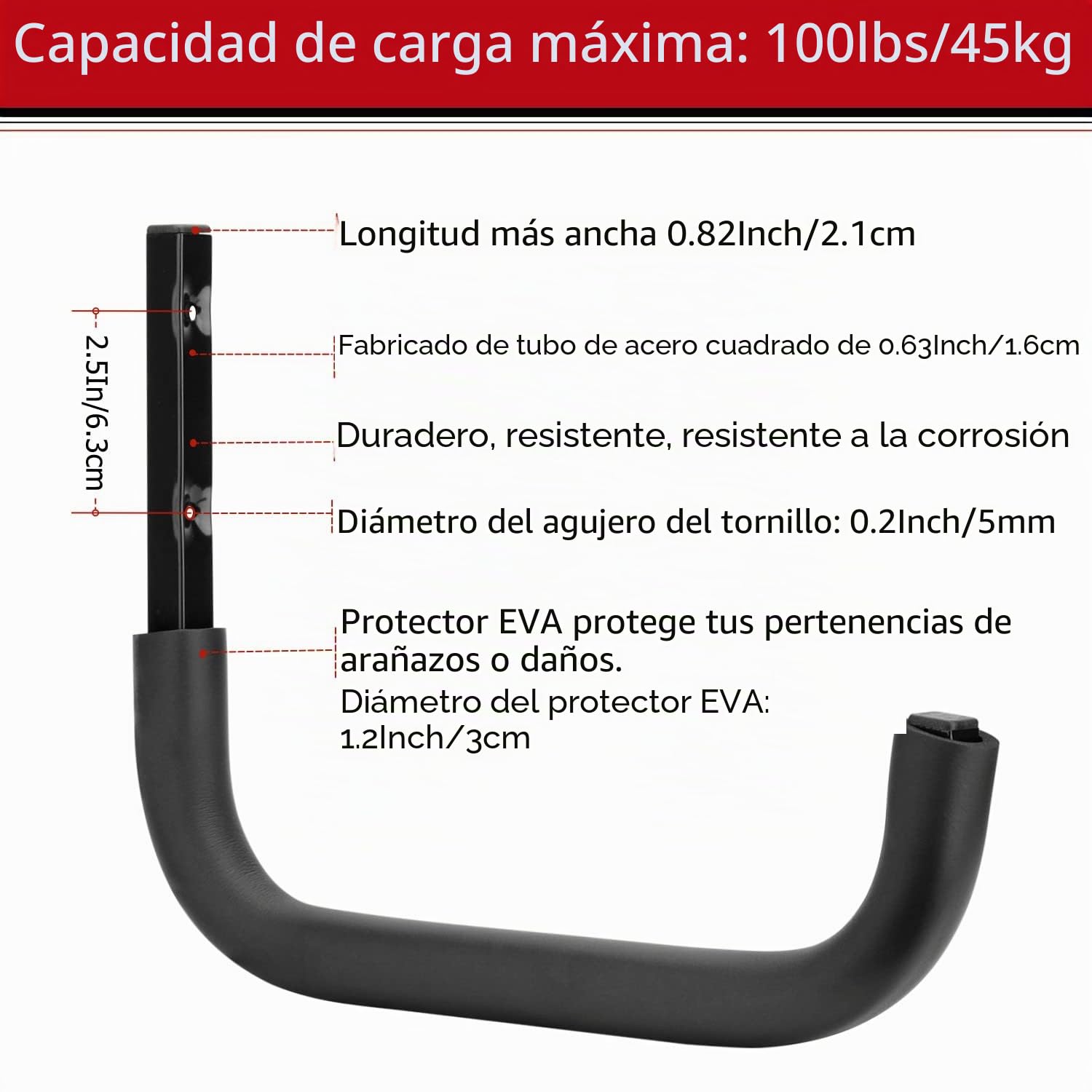 Ganchos de almacenamiento de garaje grandes, 30 cm, organizador de almacenamiento de garaje resistente, percha colgante, cada carga máxima de 45 kg