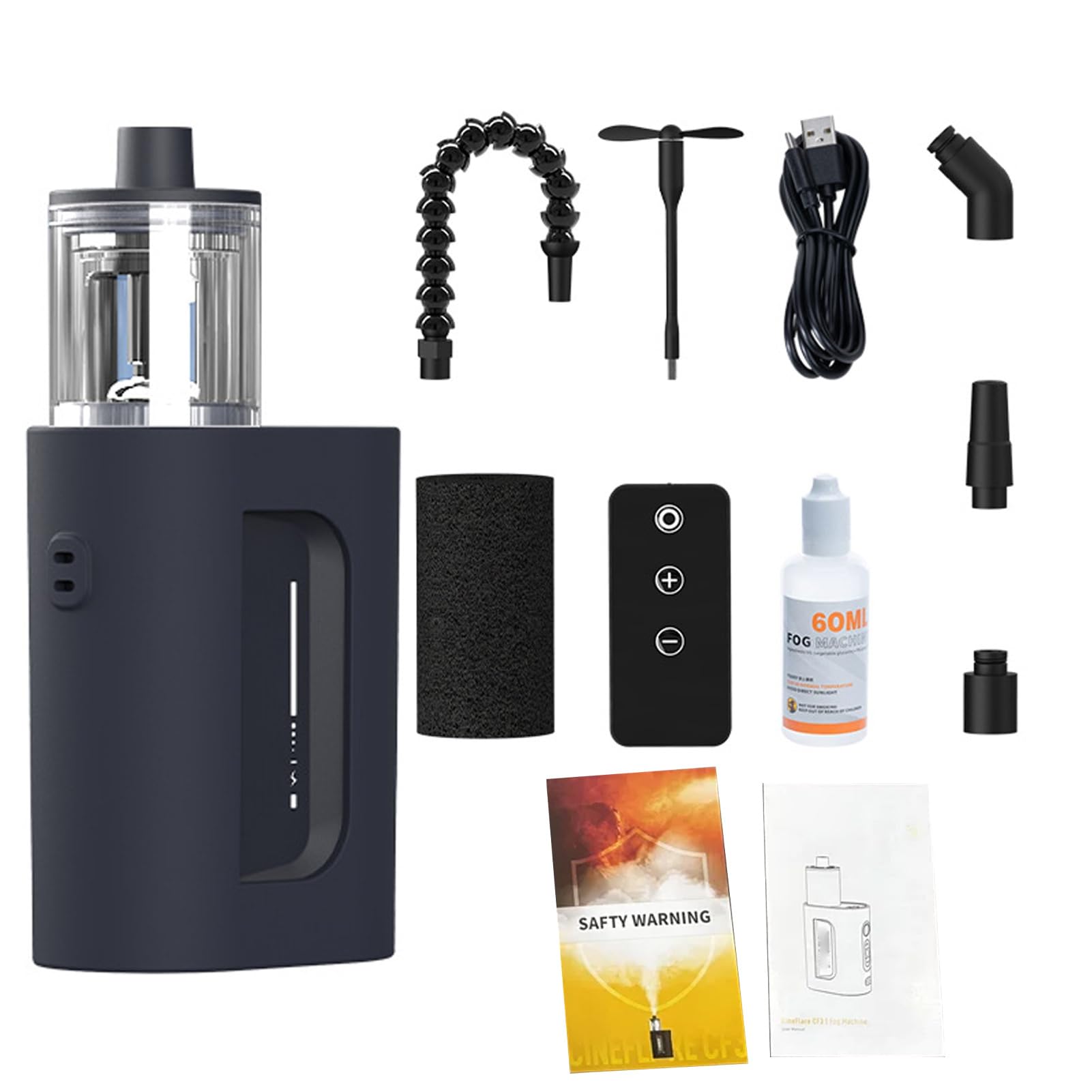 AMONIDA Máquina de Humo Portátil, Mini Máquina de Humo de 30 W, de Control Remoto con 5 Niveles de Densidad y Protección de Inclinación, Ideal para Fotografía, Transmisión en Vivo y Efectos de