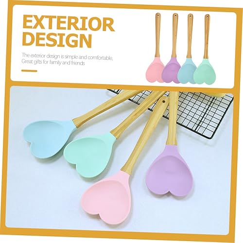 Miniatura 4 de Cuchara mezcladora en forma de corazón, cuchara de silicona, cuchara de corazón de madera, cuchara de corazón de bambú, decoración de cóctel para