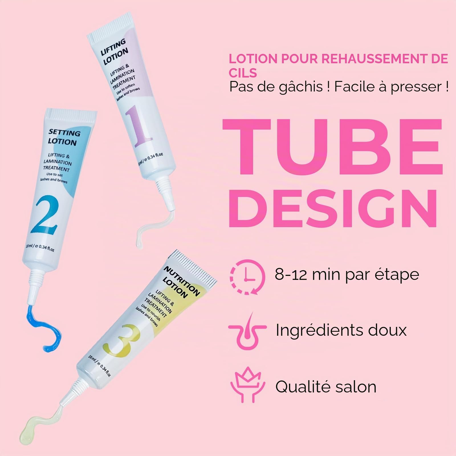 Kit Rehaussement de Cils, Lash Lift Kit, Kit de Lamination des Sourcils, Application Facile les yeux Ouverts, Nouveaux Pads pour Rehaussement de cils à Faire Soi-même(Baume)